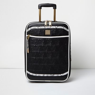 Black quilted snake print cabin suitcase